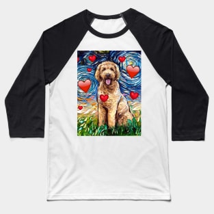 Goldendoodle Night with Hearts Baseball T-Shirt